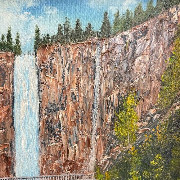 Vintage Multnomah Falls Painting 3D Acrylic Art by Masingill Original 19" x 23" - Picture 6 of 16